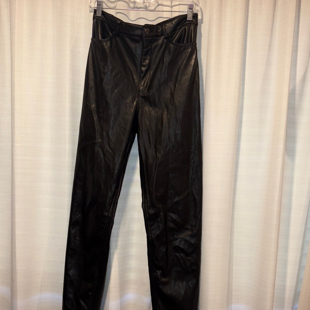 Dynamite Jet Black Faux Leather Trousers